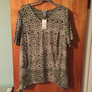 Gorgeous Olive and Silvery Lace Shark Bite Tunic